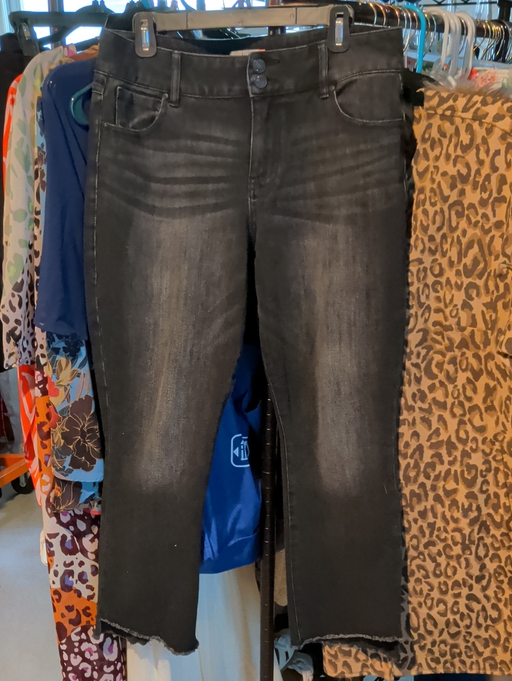 CAbi Washed Black Cropped High-Rise Jeans